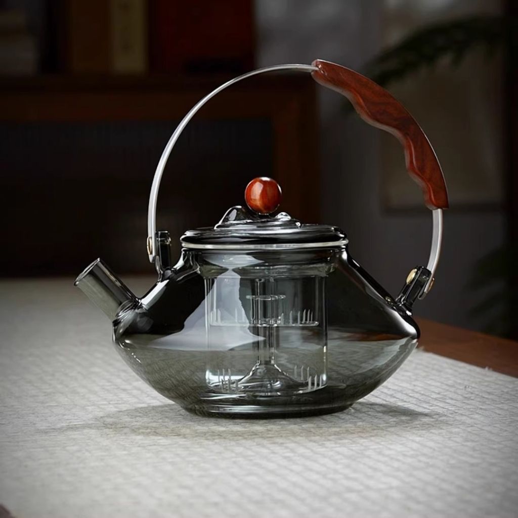 Lisslune | Thesora – Premium Glass Brew Teapot with Removable Infuser & Wooden Handle (750ml)