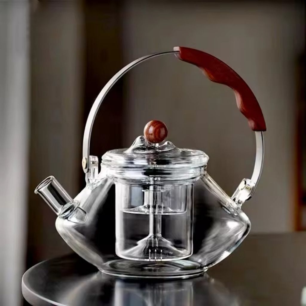 Lisslune | Thesora – Premium Glass Brew Teapot with Removable Infuser & Wooden Handle (750ml)