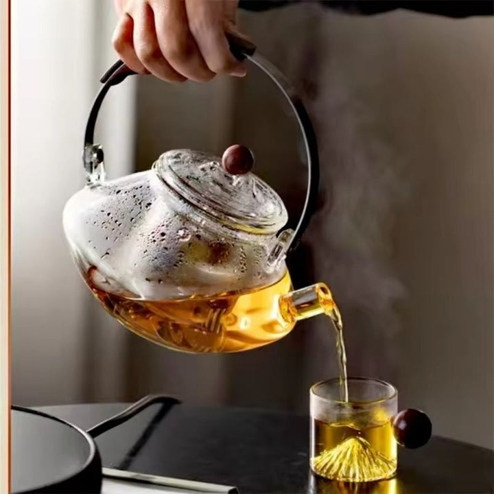 Lisslune | Thesora – Premium Glass Brew Teapot with Removable Infuser & Wooden Handle (750ml)