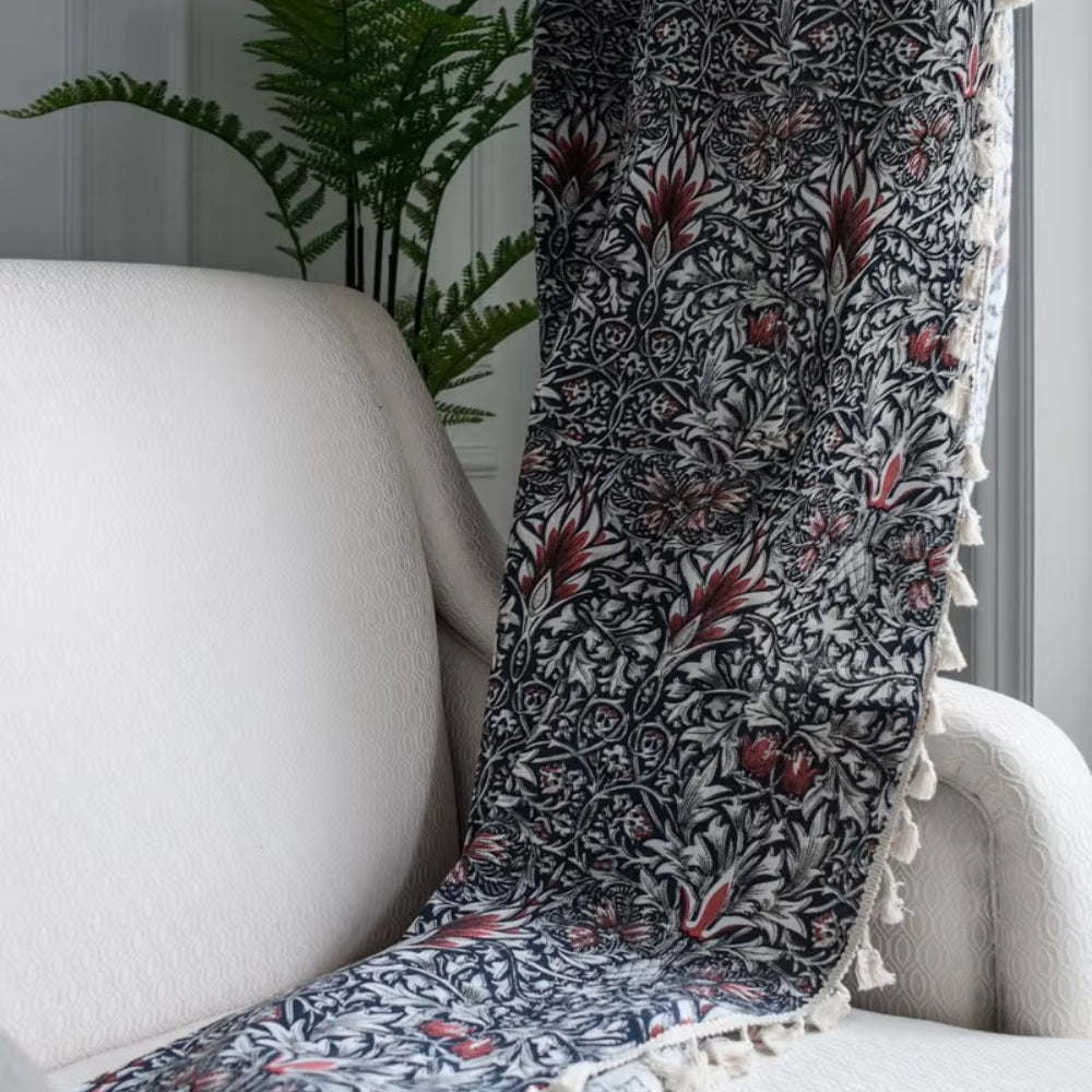 Lisslune | Thistle Ebonleaf Floral Tapestry Curtain