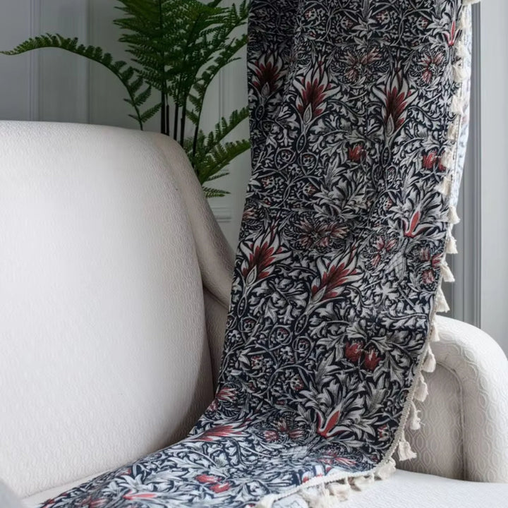 Lisslune | Thistle Ebonleaf Floral Tapestry Curtain