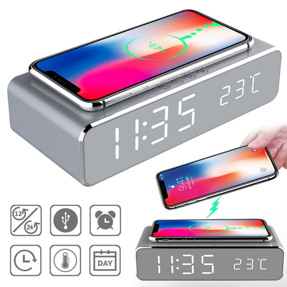 Lisslune | TimeCharge – LED Alarm Clock with Built-In Wireless Charging Pad