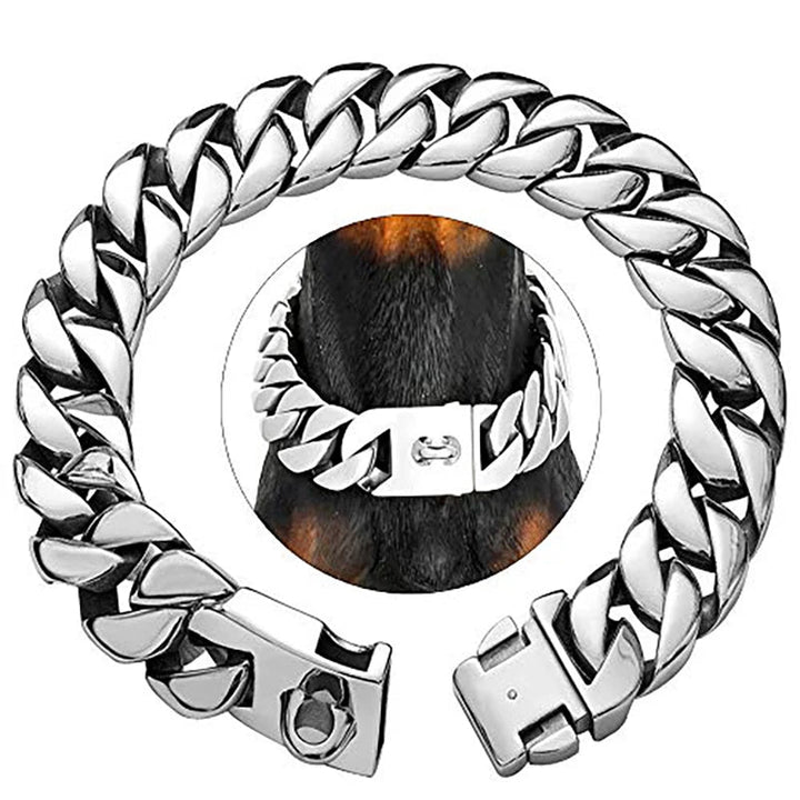 Lisslune | Strength Neck Metal Dog Collar – Sturdy Stainless Steel Collar for Large Dogs