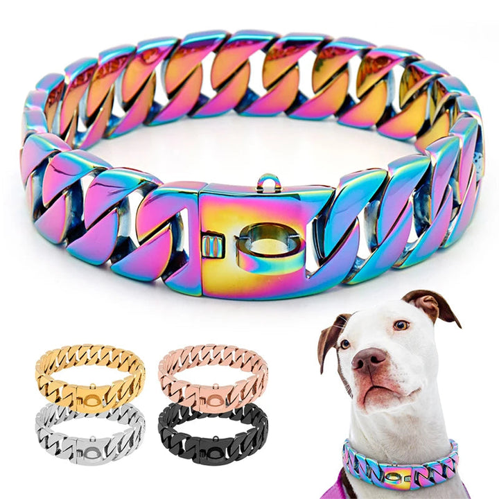 Lisslune | Strength Neck Metal Dog Collar – Sturdy Stainless Steel Collar for Large Dogs