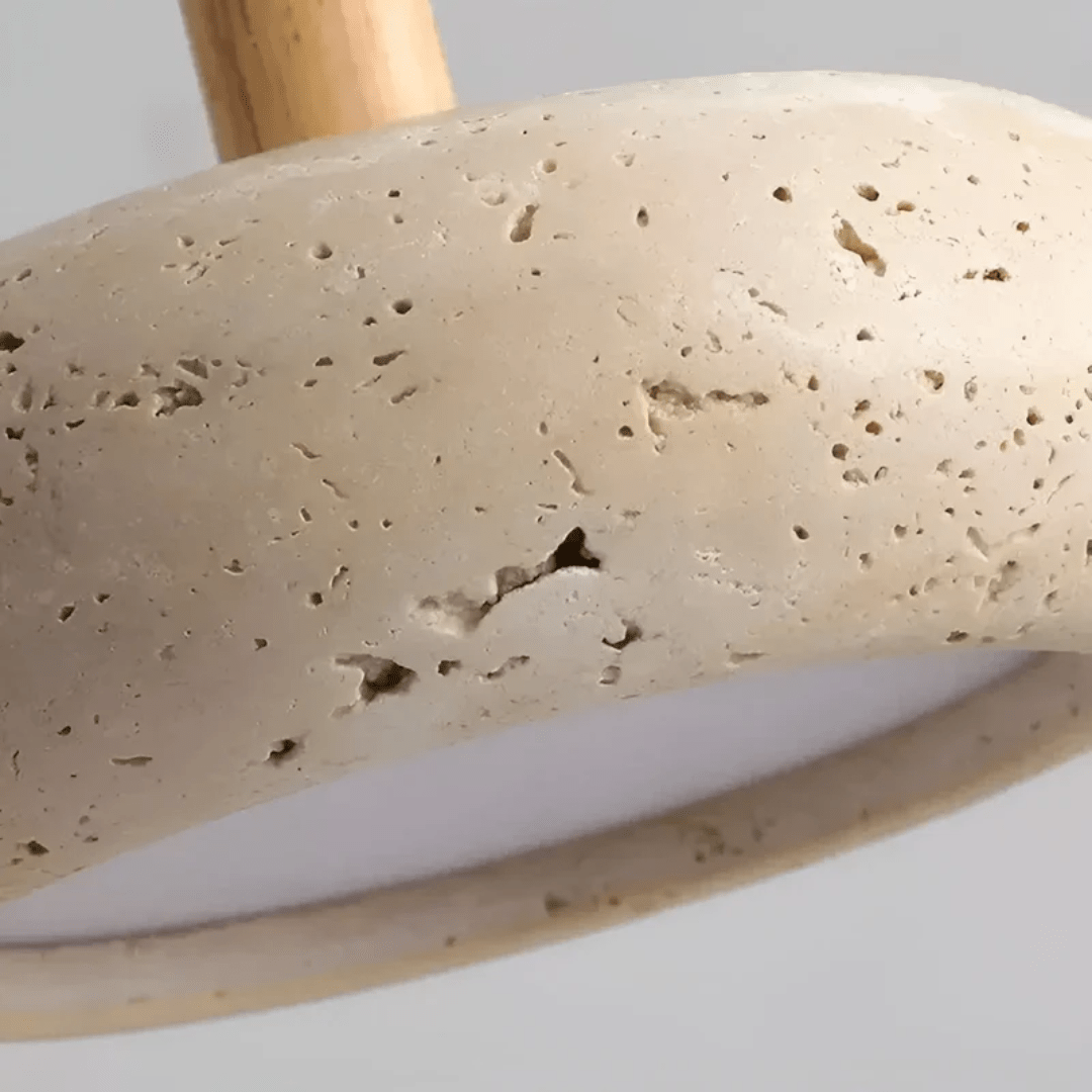 Lisslune | LED Retro Ceiling Light made of Stone & Wood