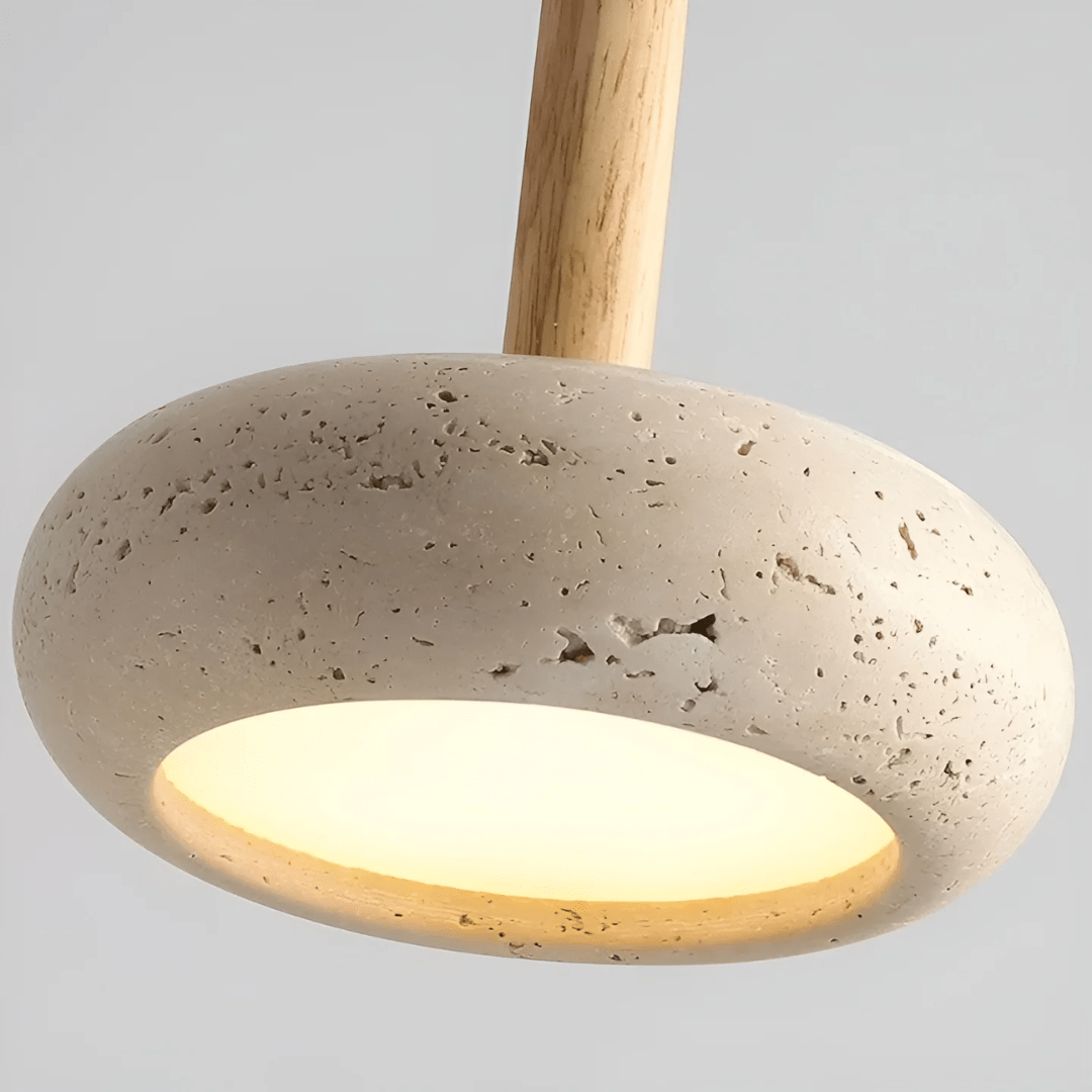 Lisslune | LED Retro Ceiling Light made of Stone & Wood