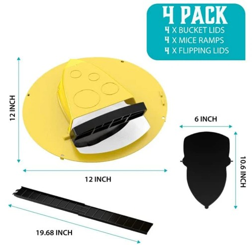 Lisslune | 4-Pack Bucket Lid Mouse Trap