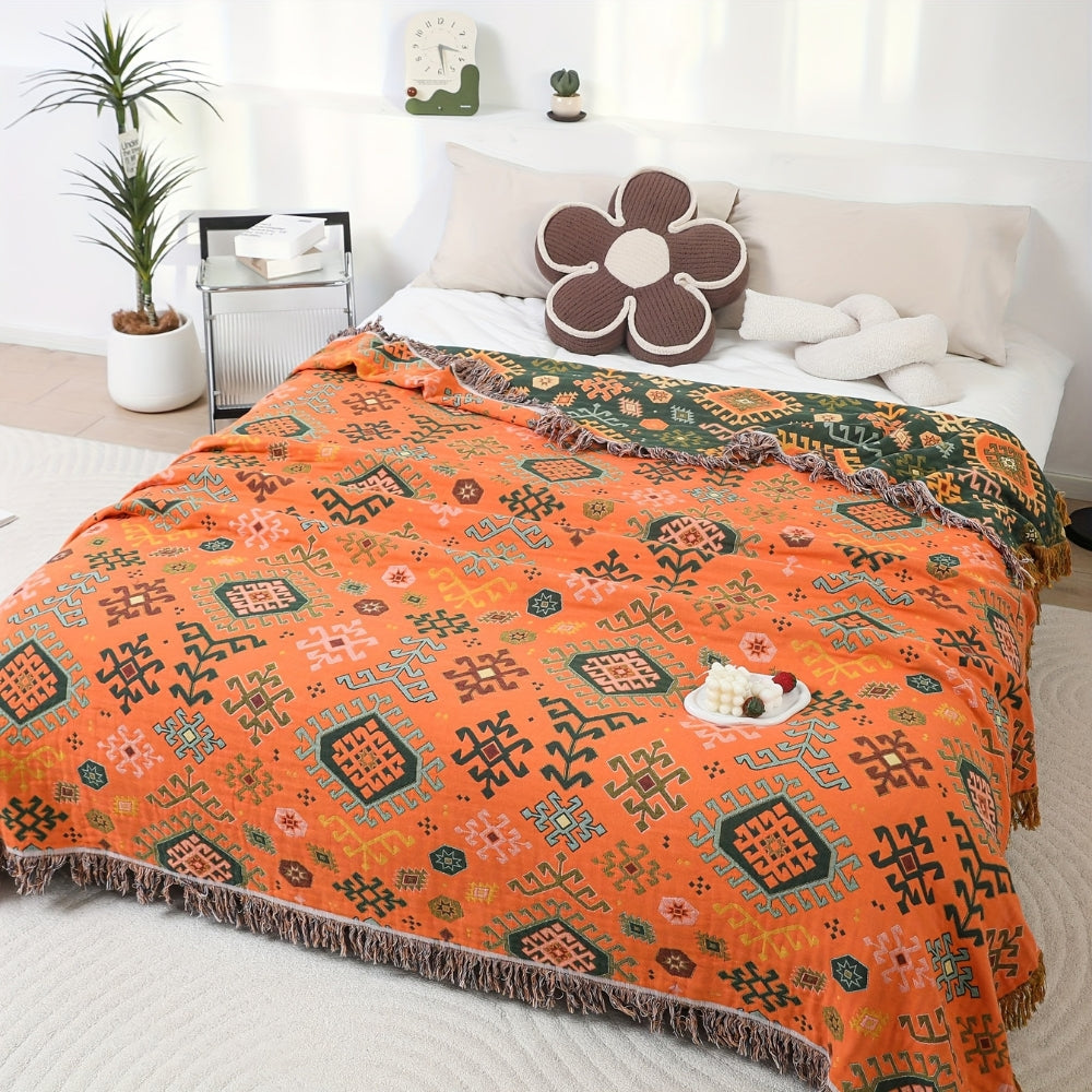 Lisslune | Tribal-Inspired Soft Geometric Fringe Blanket