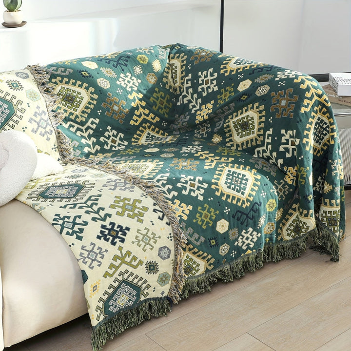 Lisslune | Tribal-Inspired Soft Geometric Fringe Blanket