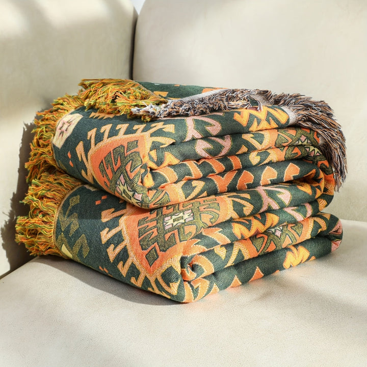 Lisslune | Tribal-Inspired Soft Geometric Fringe Blanket