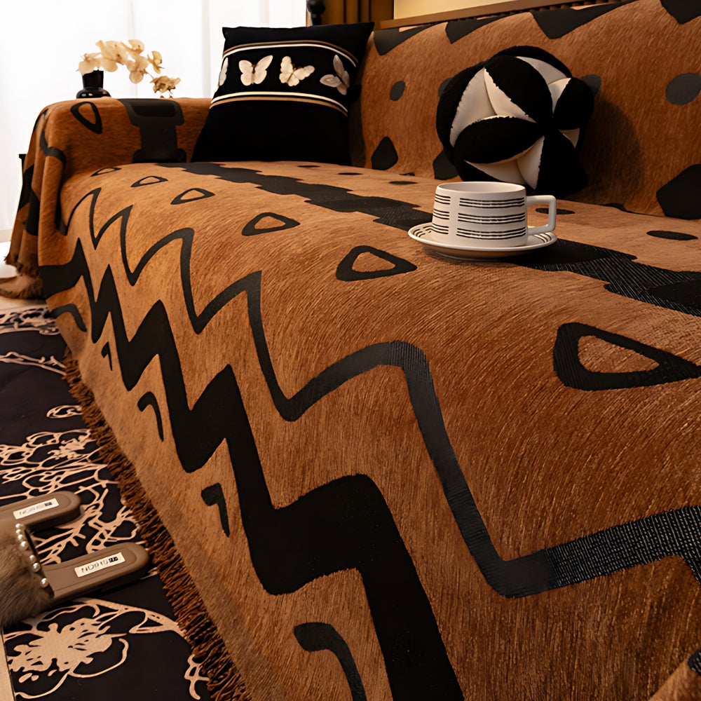 Lisslune | Tribal Geometric Chenille Sofa Cover