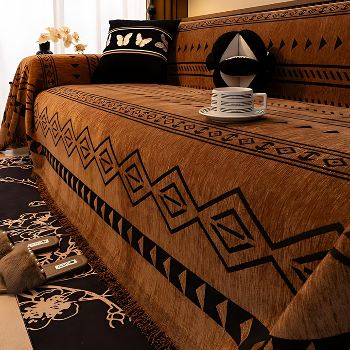 Lisslune | Tribal Geometric Chenille Sofa Cover