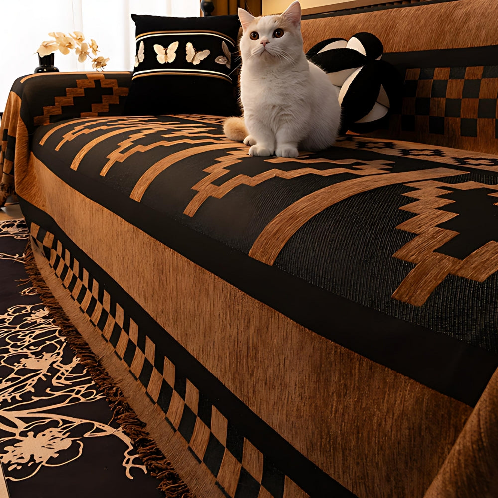 Lisslune | Tribal Geometric Chenille Sofa Cover