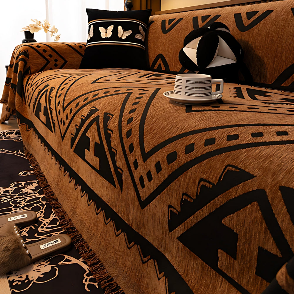 Lisslune | Tribal Geometric Chenille Sofa Cover
