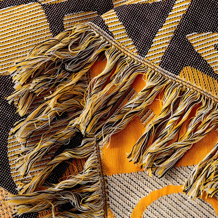 Lisslune | Tribal Patchwork Reversible Tassel Cotton Blanket