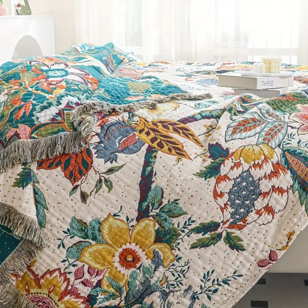 Lisslune | Tropical Bloom Cotton Blanket