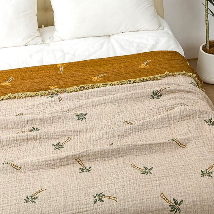 Lisslune | Tropical Palm Tree Reversible Cotton Blanket