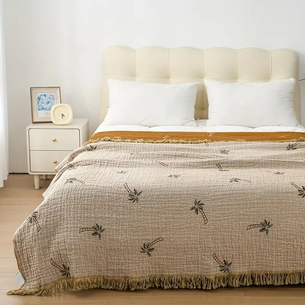 Lisslune | Tropical Palm Tree Reversible Cotton Blanket