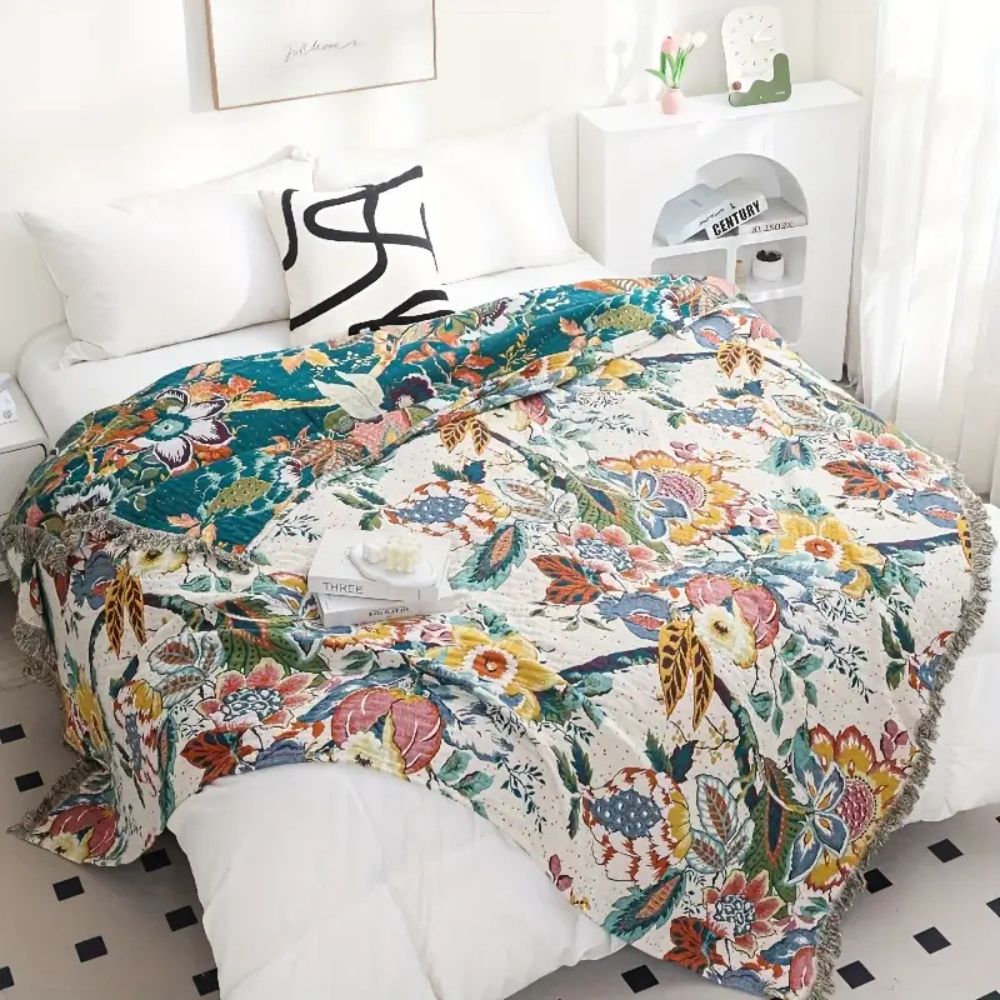 Lisslune | Tropical Whisper Reversible Cotton Blanket