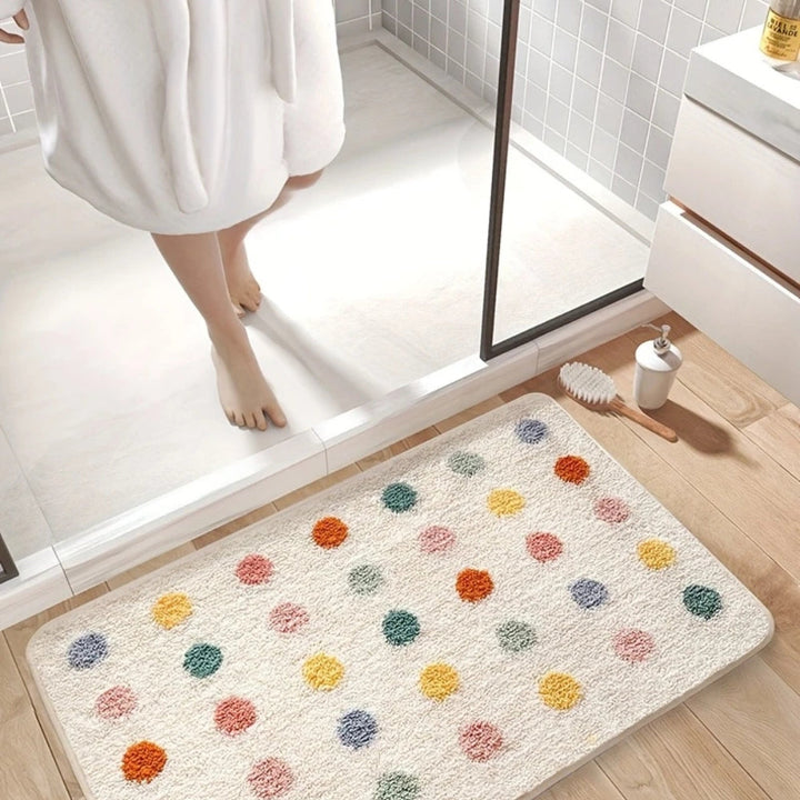 Lisslune | Tufted Plush Polka Dot Bath Mat