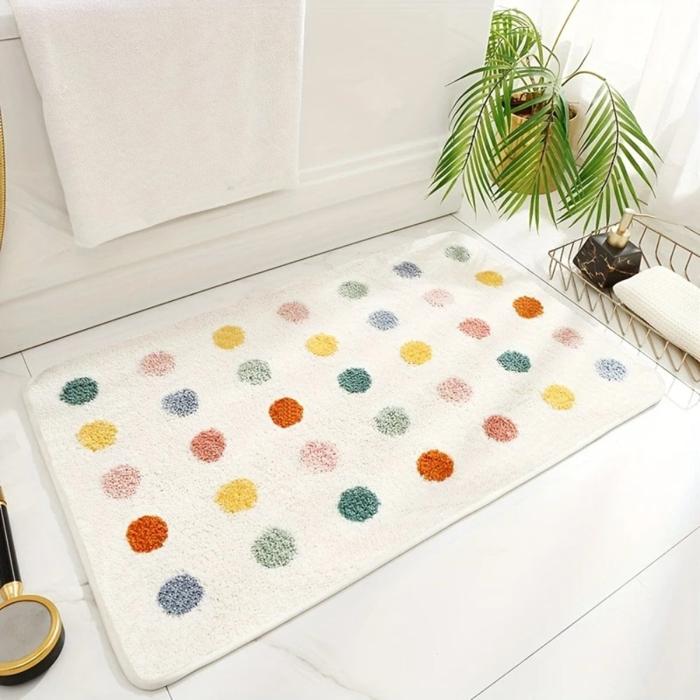 Lisslune | Tufted Plush Polka Dot Bath Mat