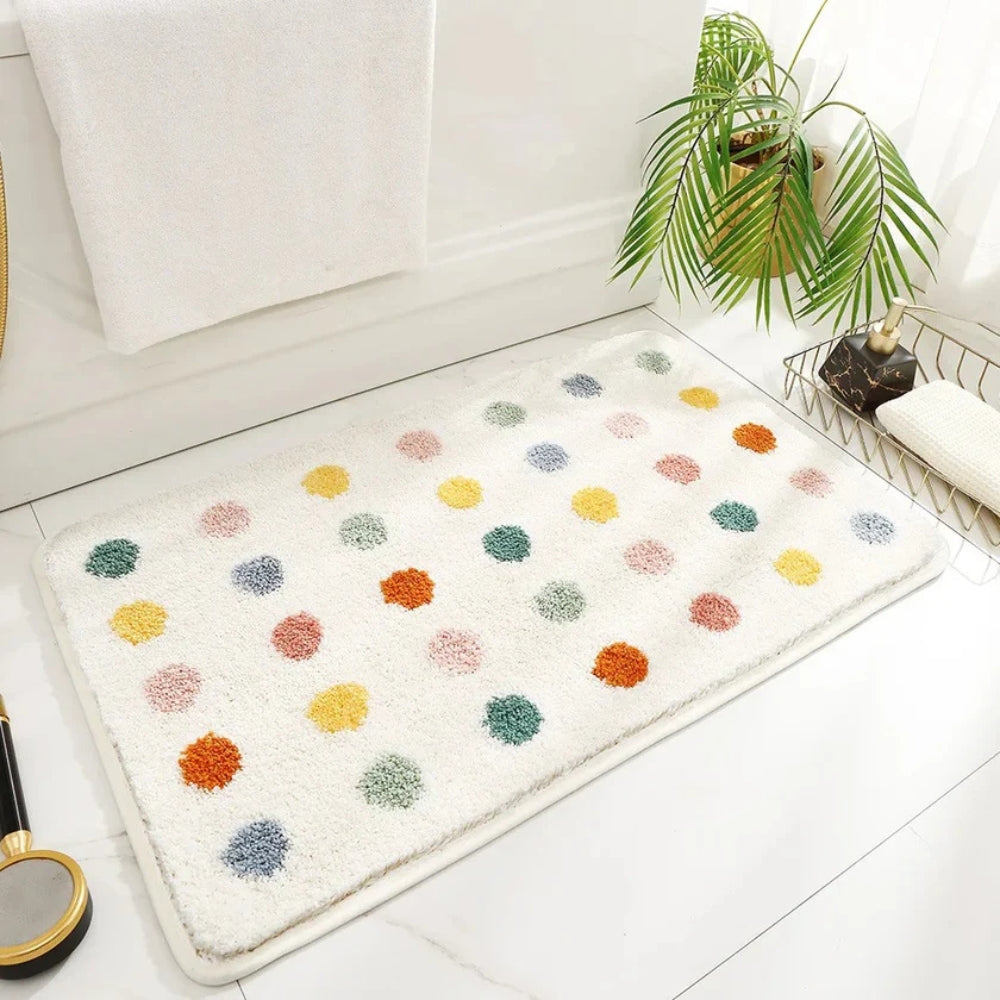 Lisslune | Tufted Plush Polka Dot Bath Mat
