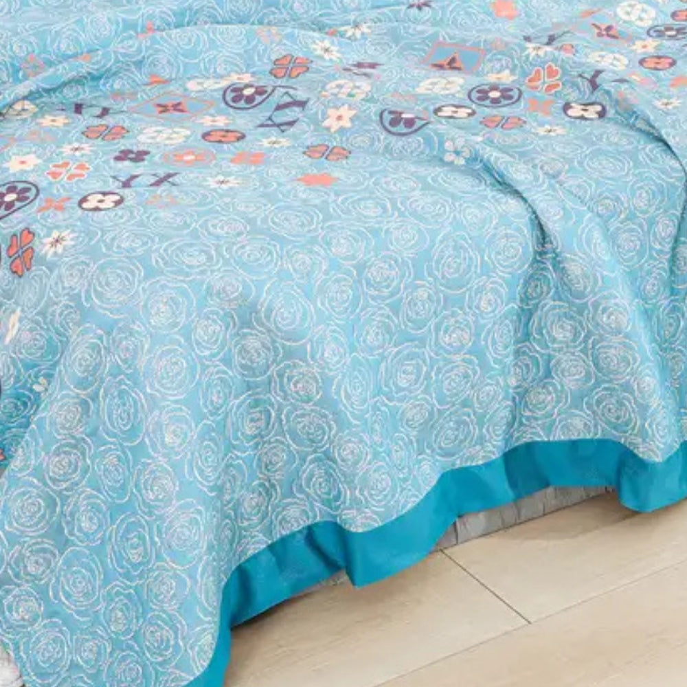 Lisslune | Turquoise Floral Glam Gauze Blanket