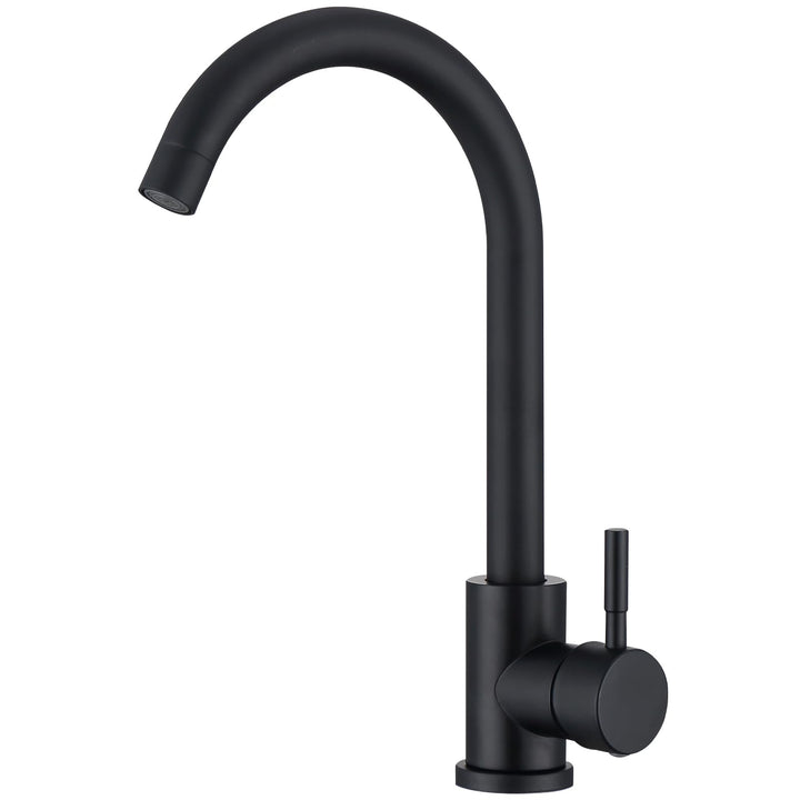 Lisslune | Black Kitchen Faucet Mixer Kitchen Tap with High Spout and G3/8 Connection, High Pressure Sink Faucet 360° Rotatable, Stainless Steel Single Handle Kitchen Tap, Matte Black