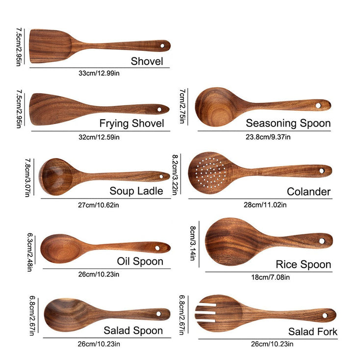 Lisslune | Elegant Eco-Friendly Teak Utensil Collection for Every Chef - Non-Scratch & Easy to Clean