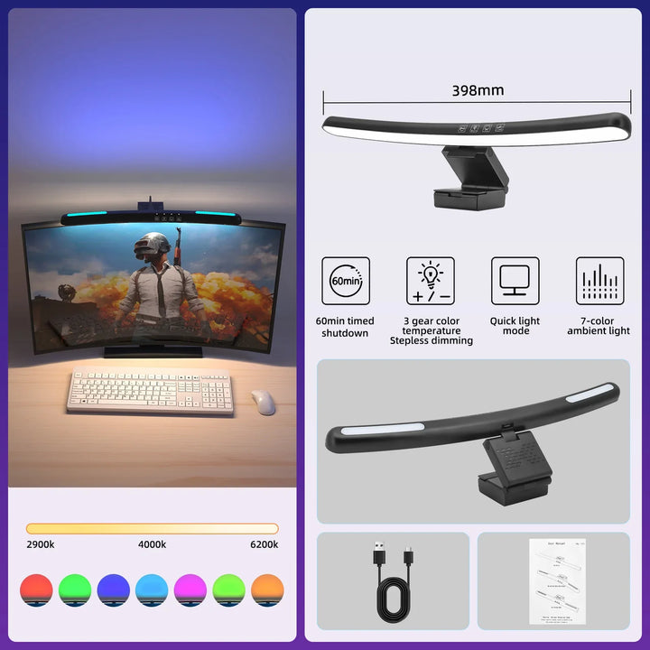 Lisslune | Glowease | Monitor light bar | USB dimming | Create a perfect workspace