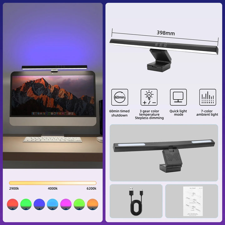 Lisslune | Glowease | Monitor light bar | USB dimming | Create a perfect workspace