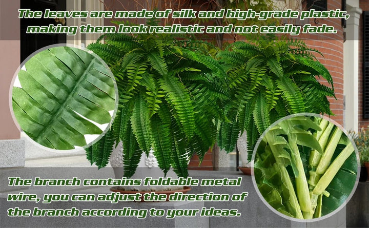 Lisslune | EverGreen Boston Fern – Artificial Plant with UV Protection and Weather Resistant Design