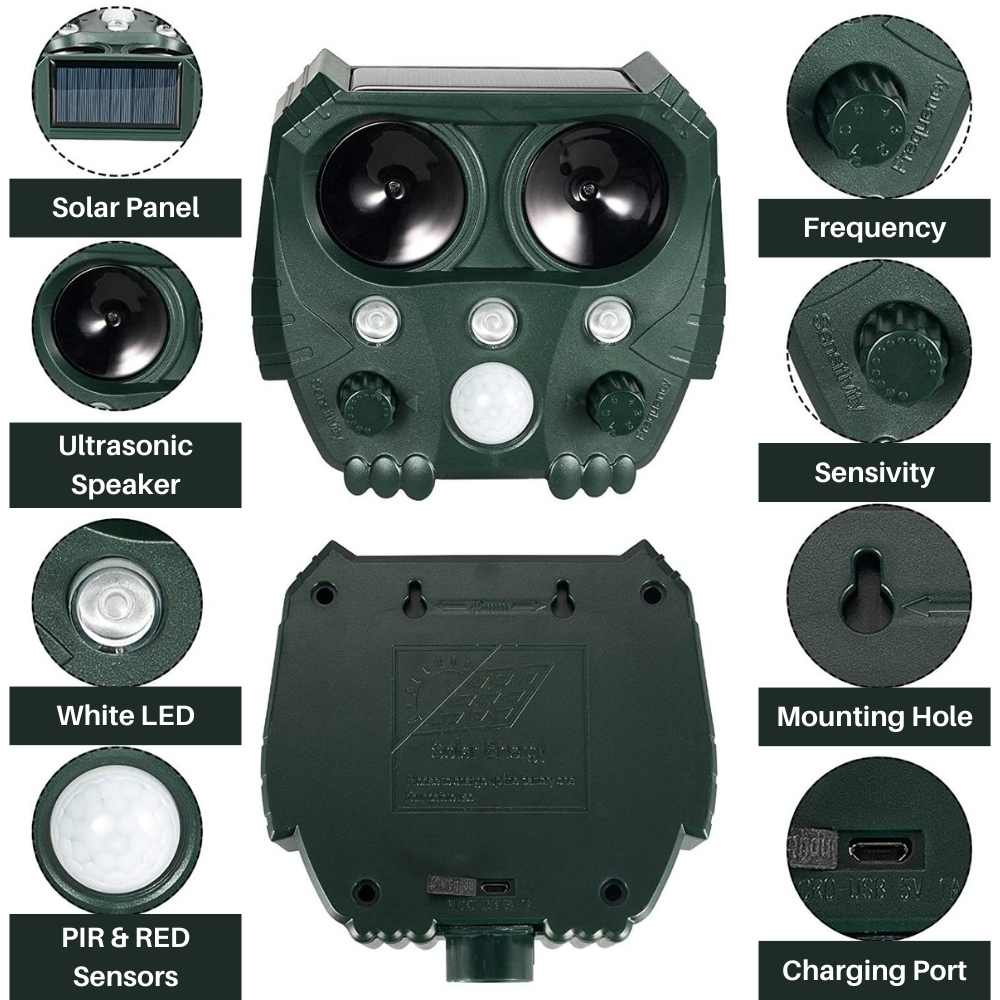 Lisslune | Ultrasonic Cat Repellent Ultrasound and Noise Sonar Repellent Deterrent for Cat, Fox, Rat, Squirrel and Dog