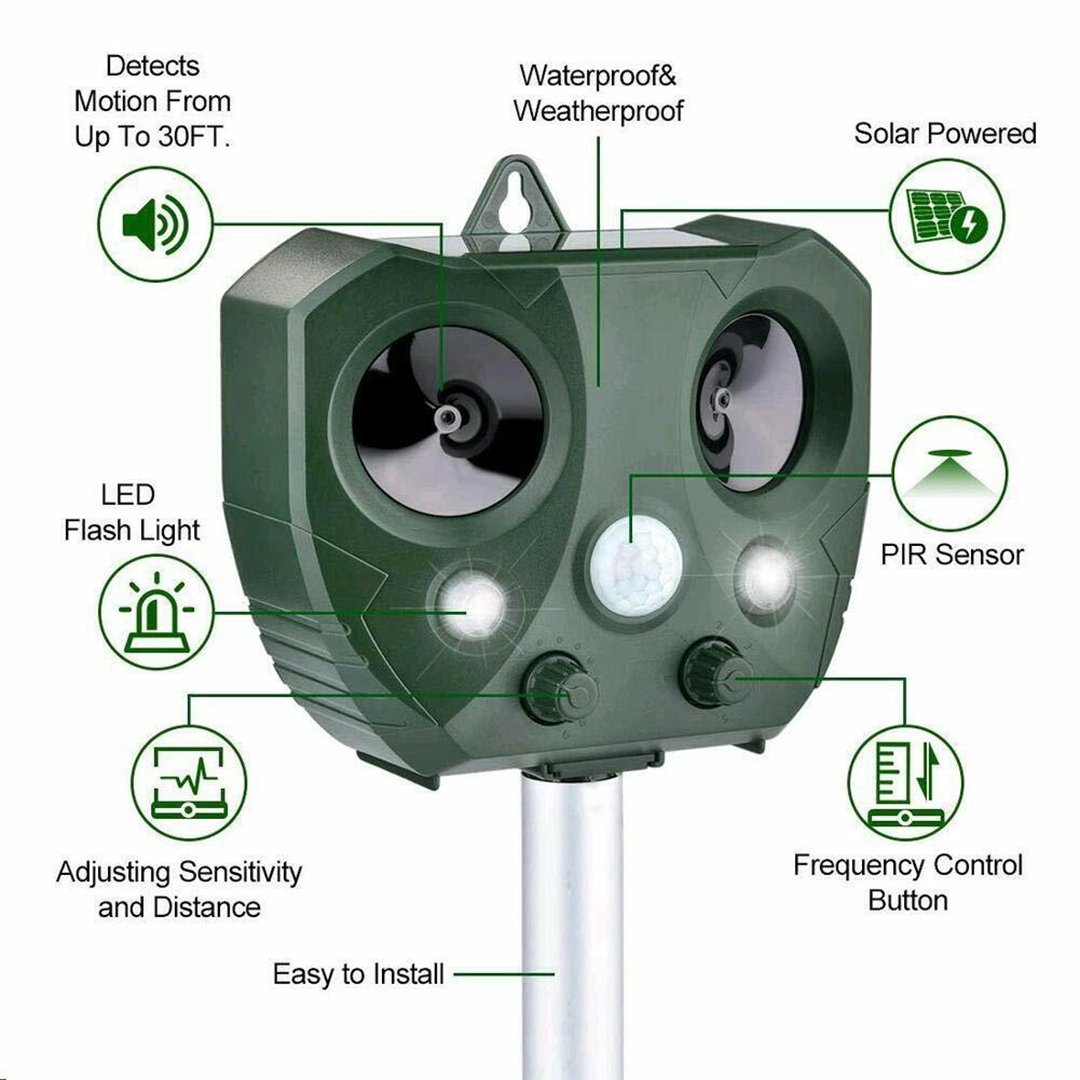 Lisslune | Effective Pest Repeller – Solar Ultrasonic Animal Deterrent for Garden