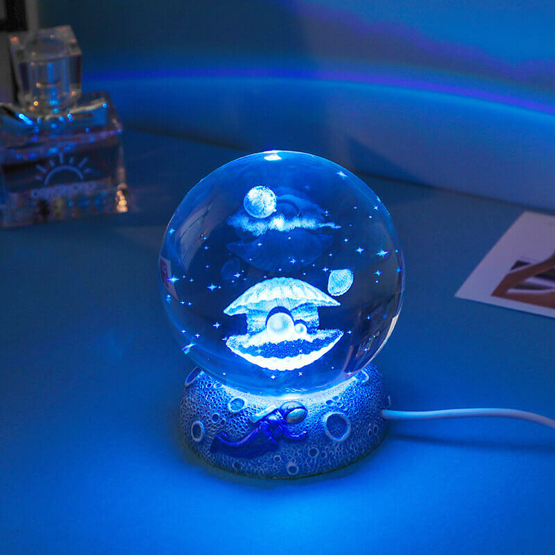 Lisslune | AquaGlobe Crystal Ball Night Light | Underwater World LED Lamp | Mood Light & Decor for Home