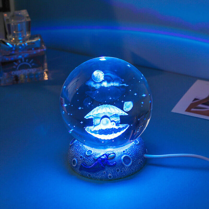 Lisslune | AquaGlobe Crystal Ball Night Light | Underwater World LED Lamp | Mood Light & Decor for Home