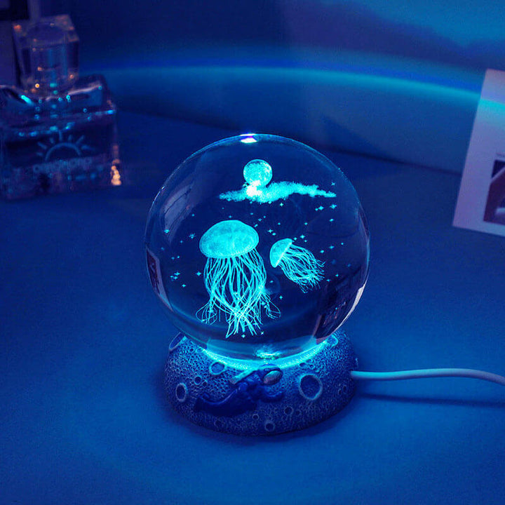 Lisslune | AquaGlobe Crystal Ball Night Light | Underwater World LED Lamp | Mood Light & Decor for Home