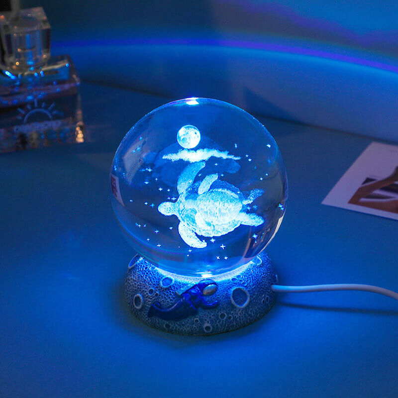 Lisslune | AquaGlobe Crystal Ball Night Light | Underwater World LED Lamp | Mood Light & Decor for Home