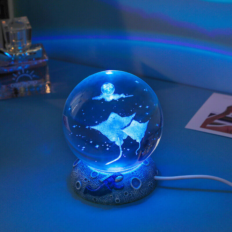 Lisslune | AquaGlobe Crystal Ball Night Light | Underwater World LED Lamp | Mood Light & Decor for Home