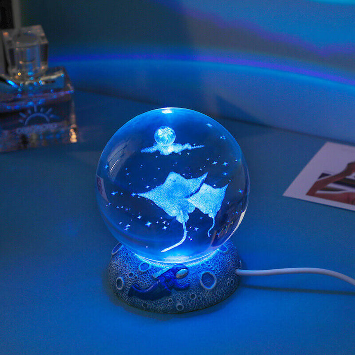 Lisslune | AquaGlobe Crystal Ball Night Light | Underwater World LED Lamp | Mood Light & Decor for Home