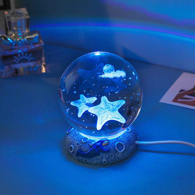 Lisslune | AquaGlobe Crystal Ball Night Light | Underwater World LED Lamp | Mood Light & Decor for Home