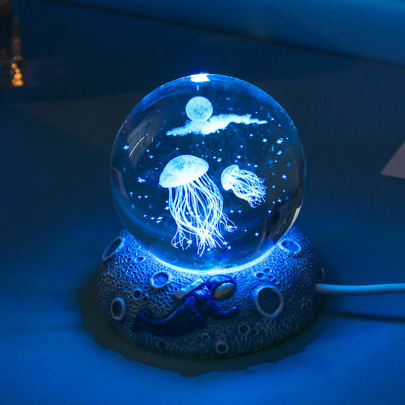 Lisslune | AquaGlobe Crystal Ball Night Light | Underwater World LED Lamp | Mood Light & Decor for Home