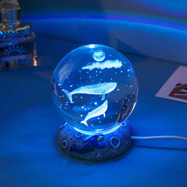 Lisslune | AquaGlobe Crystal Ball Night Light | Underwater World LED Lamp | Mood Light & Decor for Home