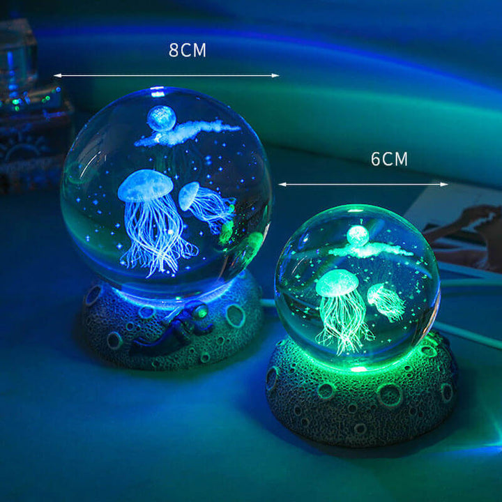 Lisslune | AquaGlobe Crystal Ball Night Light | Underwater World LED Lamp | Mood Light & Decor for Home