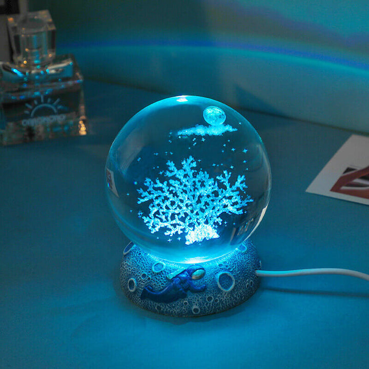 Lisslune | AquaGlobe Crystal Ball Night Light | Underwater World LED Lamp | Mood Light & Decor for Home