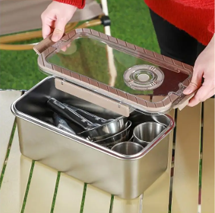 Lisslune | Camping Messware Kit Stainless Steel Dinnerware with Storage Box – CampSet