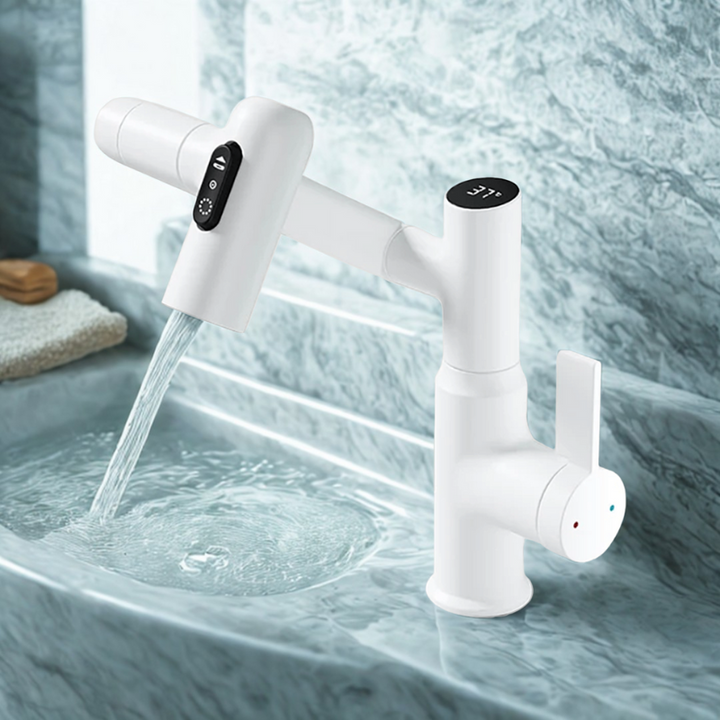 Lisslune | FLOWAXIS – 360° Swiveling Kitchen Faucet with Adjustable Height & Temperature Display