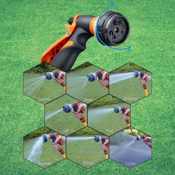 Lisslune | FlowSpray Garden Nozzle – 8-fold adjustable & comfortable for every task