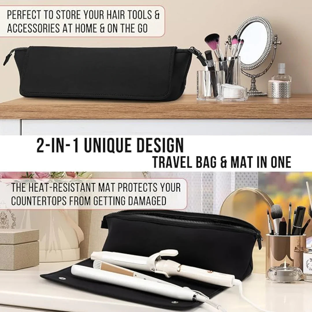 Lisslune | 2-in-1 hair tool travel bag & heat-resistant mat