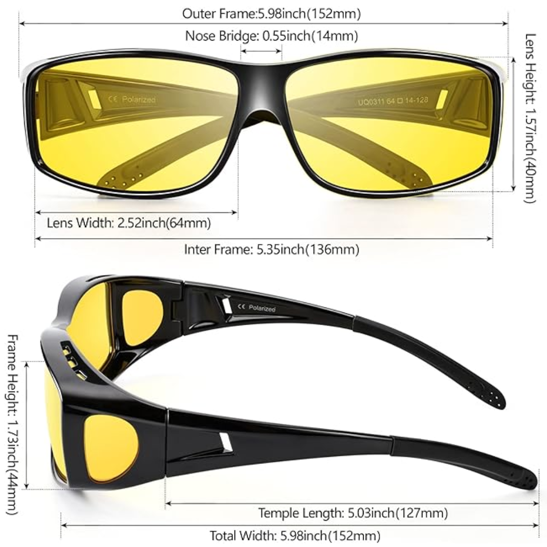 Lisslune | Jeremy Night Vision Polarised Driving Glasses – Anti-Glare Glasses for Safer Night Driving